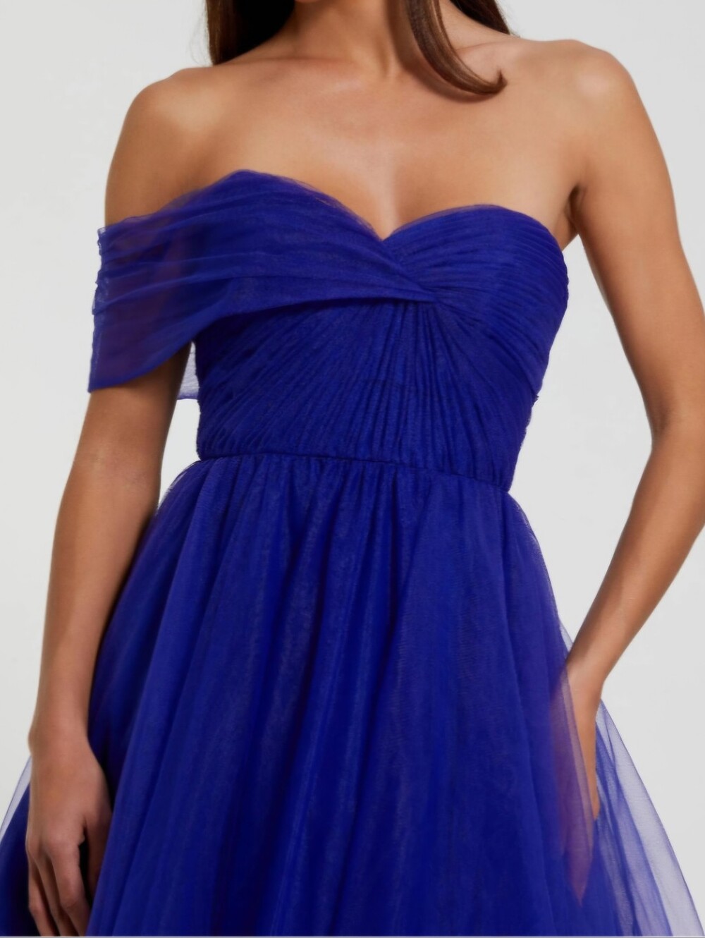 Mac Duggal 68713 Strapless Royal Blue Tulle Ball Gown Sz 8 - Picture 3 of 3